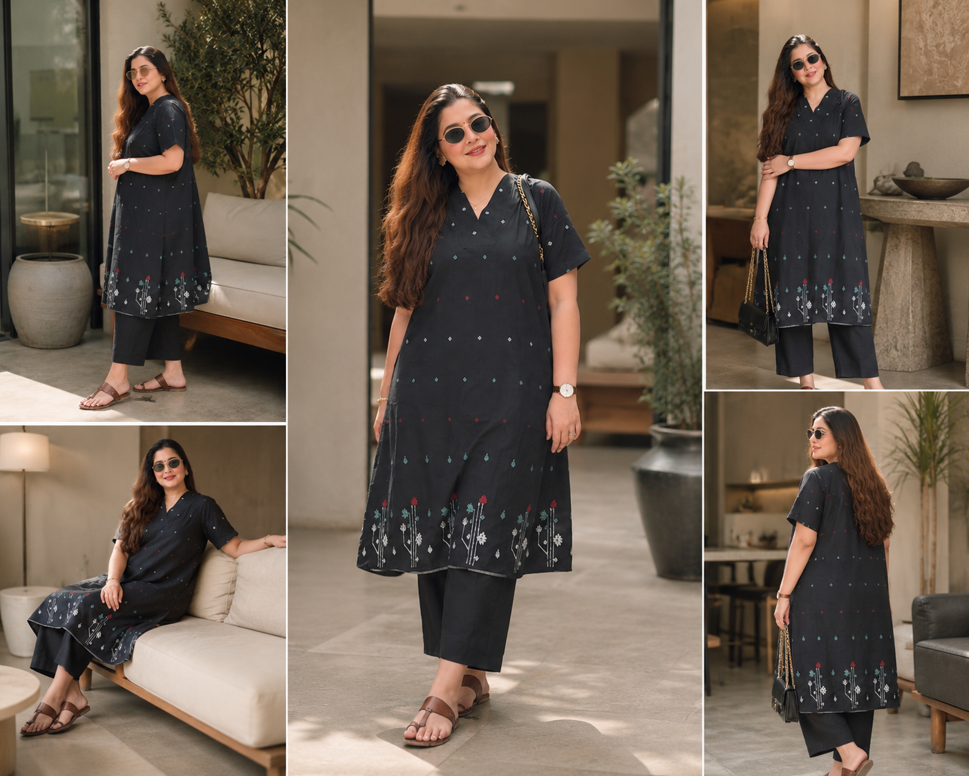 Midnight Bloom Jamdani Set