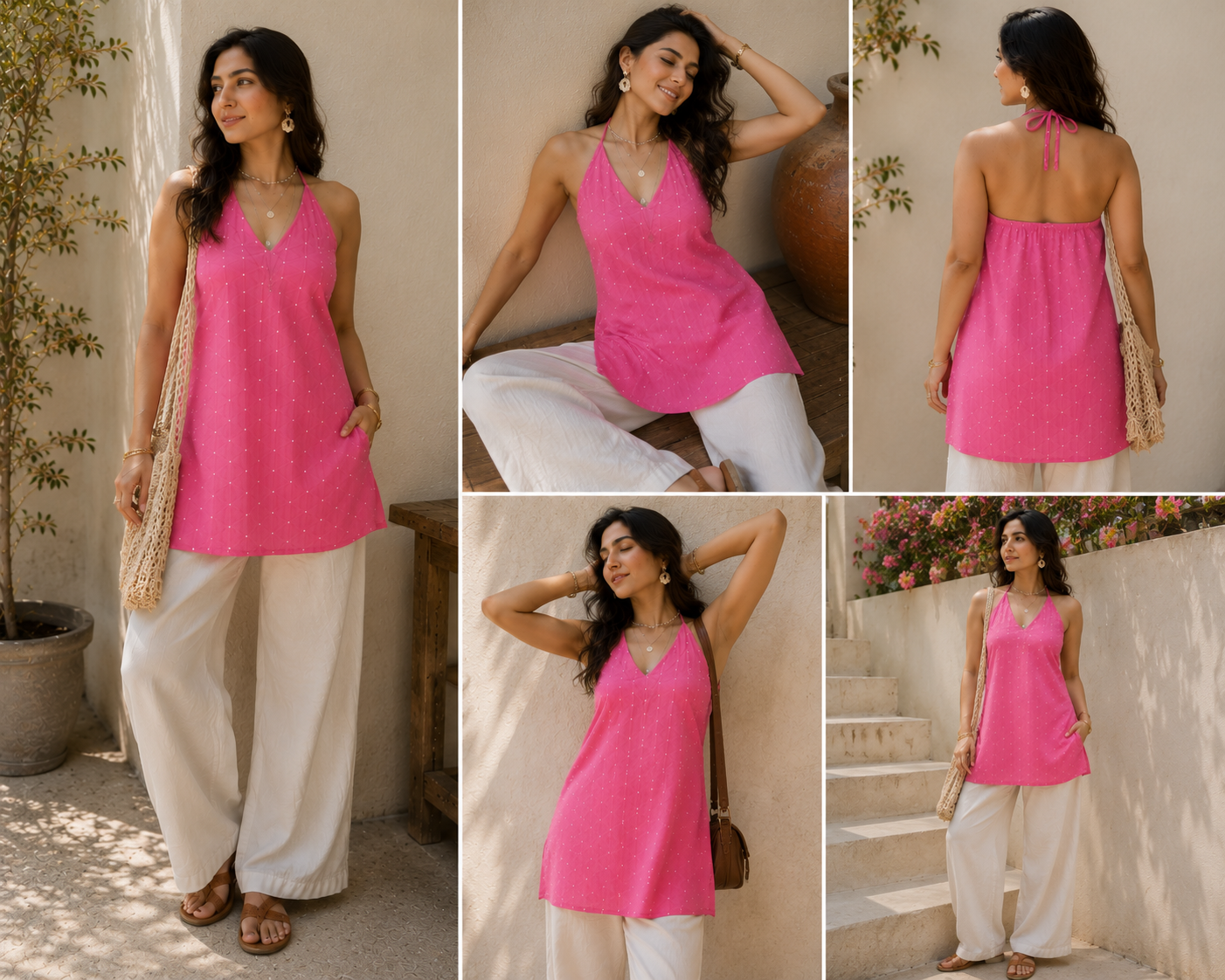 Rosette Halter Neck Kurta