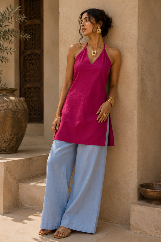 Bloom Halter Neck Kurta