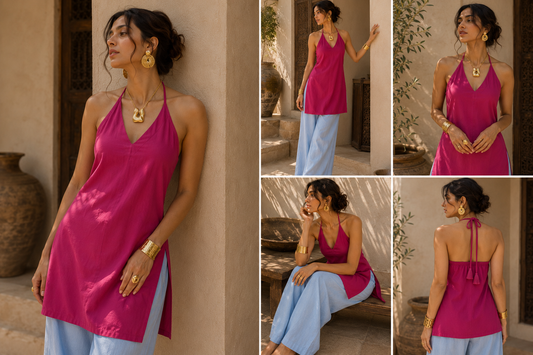 Bloom Halter Neck Kurta