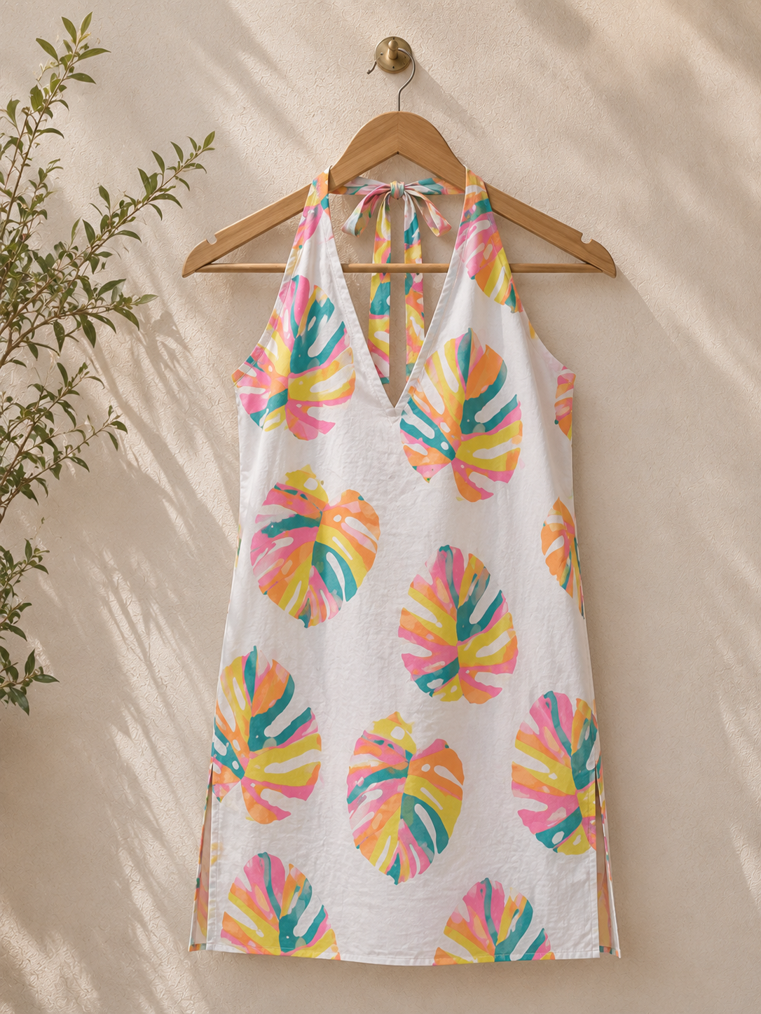 Palm Pop Halter Neck Kurta