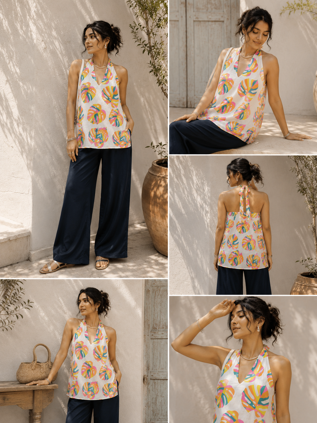 Palm Pop Halter Neck Kurta