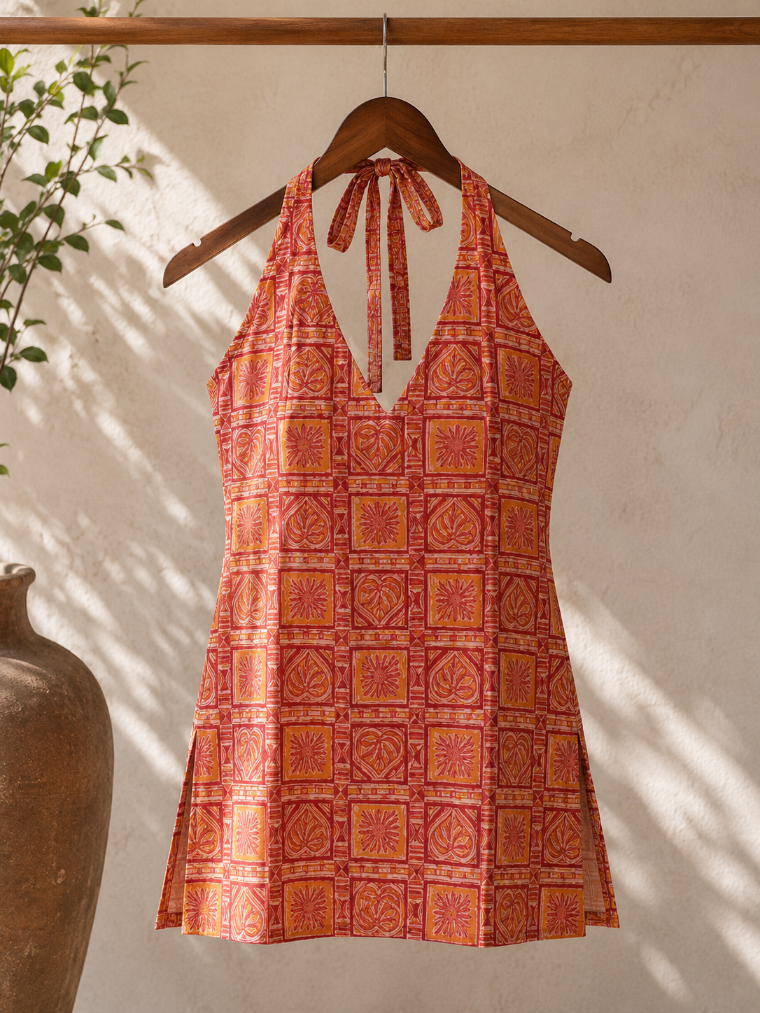 Coral Dusk Halter Neck Kurta