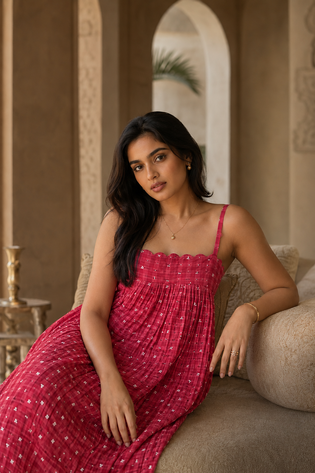 Berry Check Dress