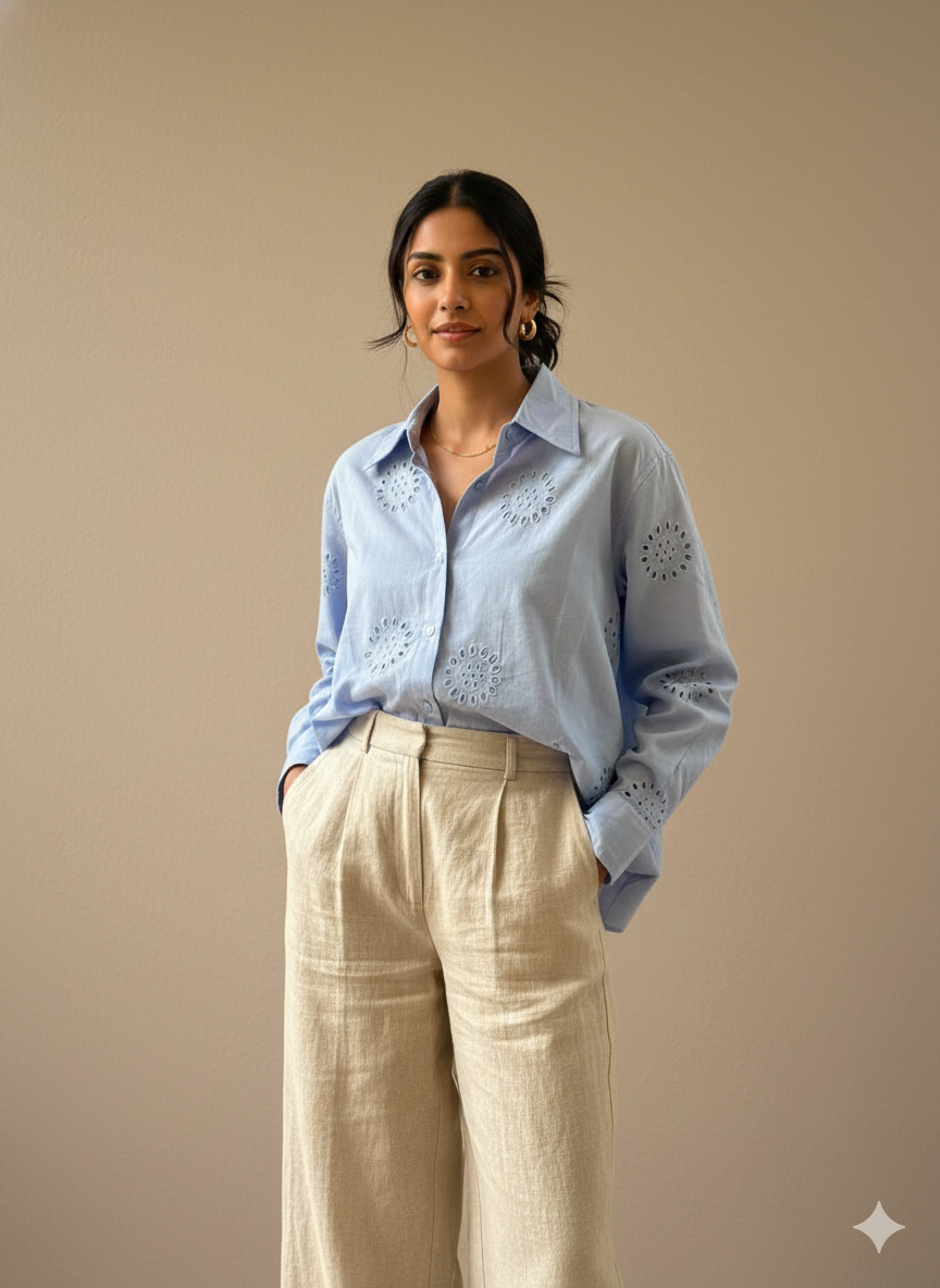 Mist Floral Button Cotton Shirt