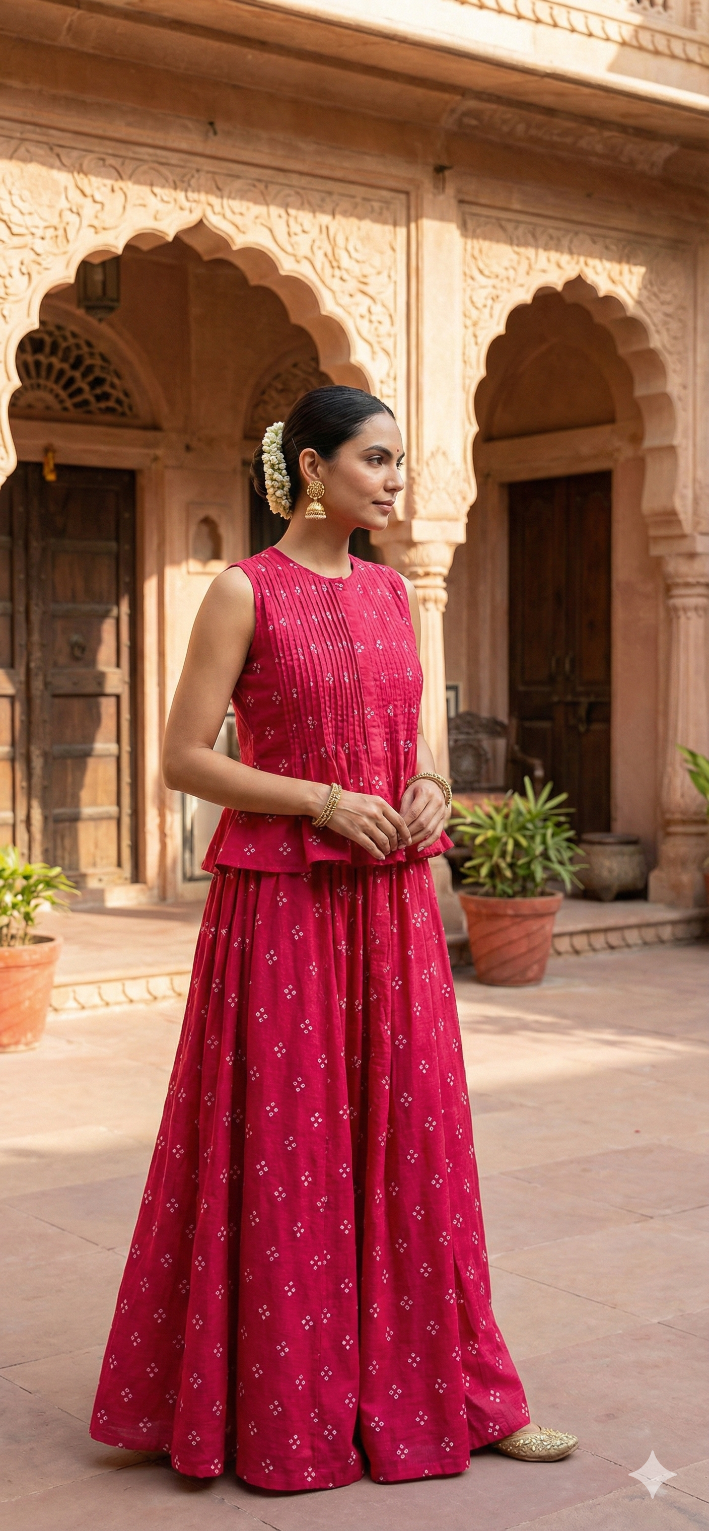 Blush Bandhej Skirt Co-ord