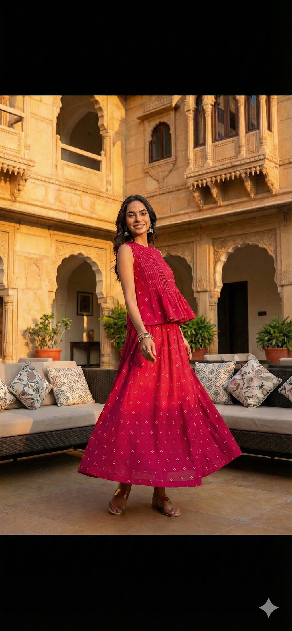 Blush Bandhej Skirt Co-ord