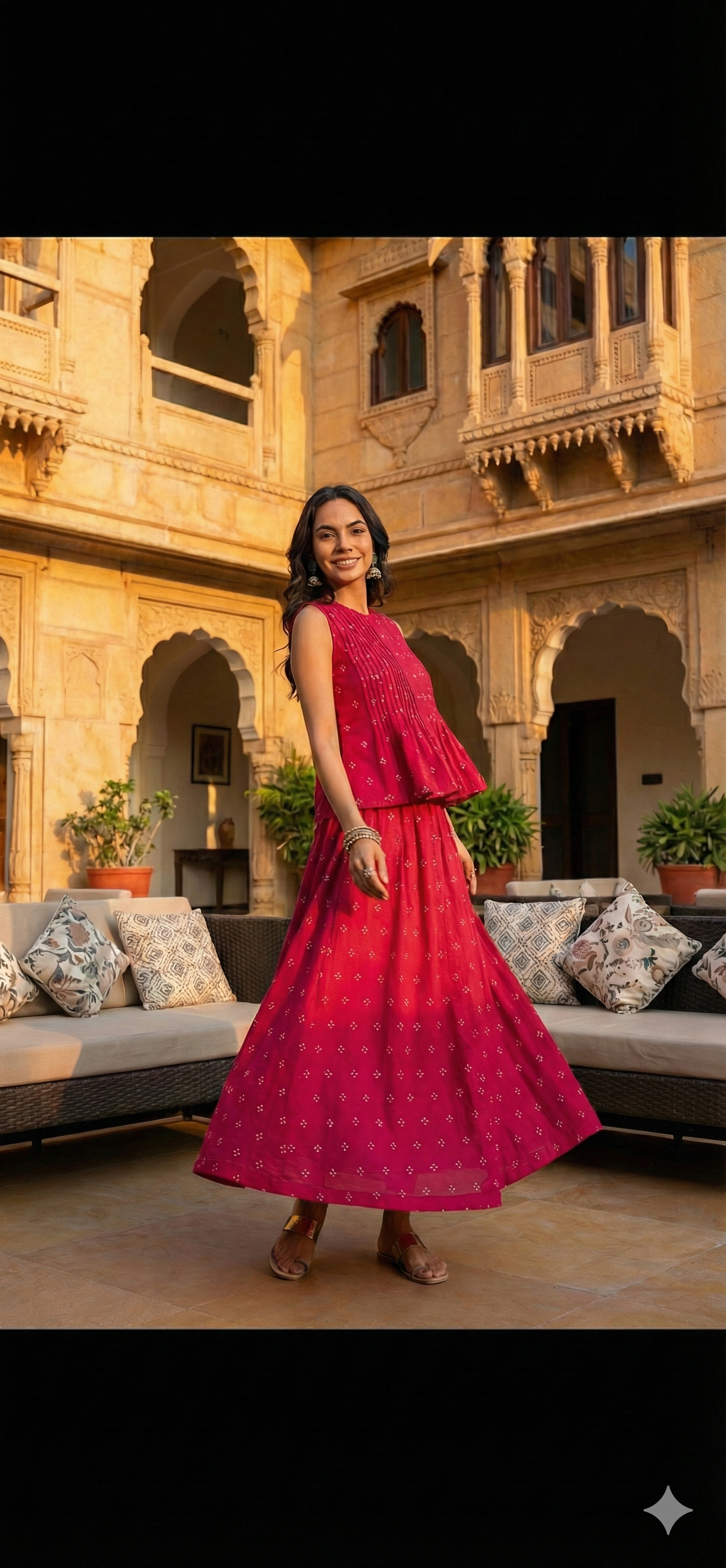 Blush Bandhej Skirt Co-ord