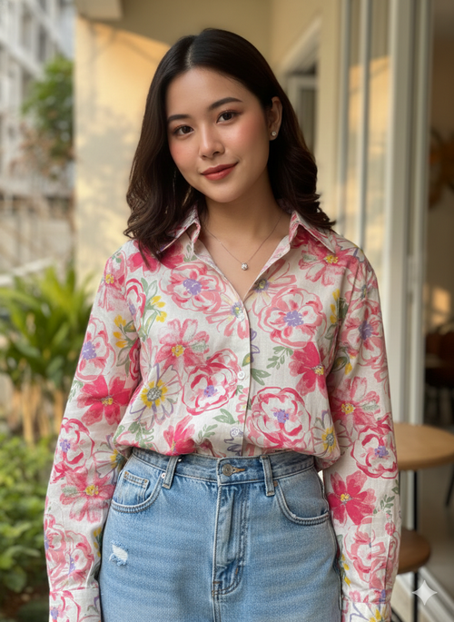 Blush Bloom Pink Cotton Shirt