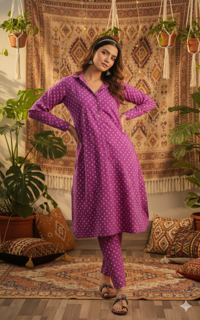 Plum Polka Lounge Co-ord Set