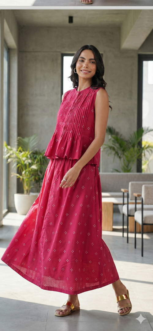 Blush Bandhej Skirt Co-ord