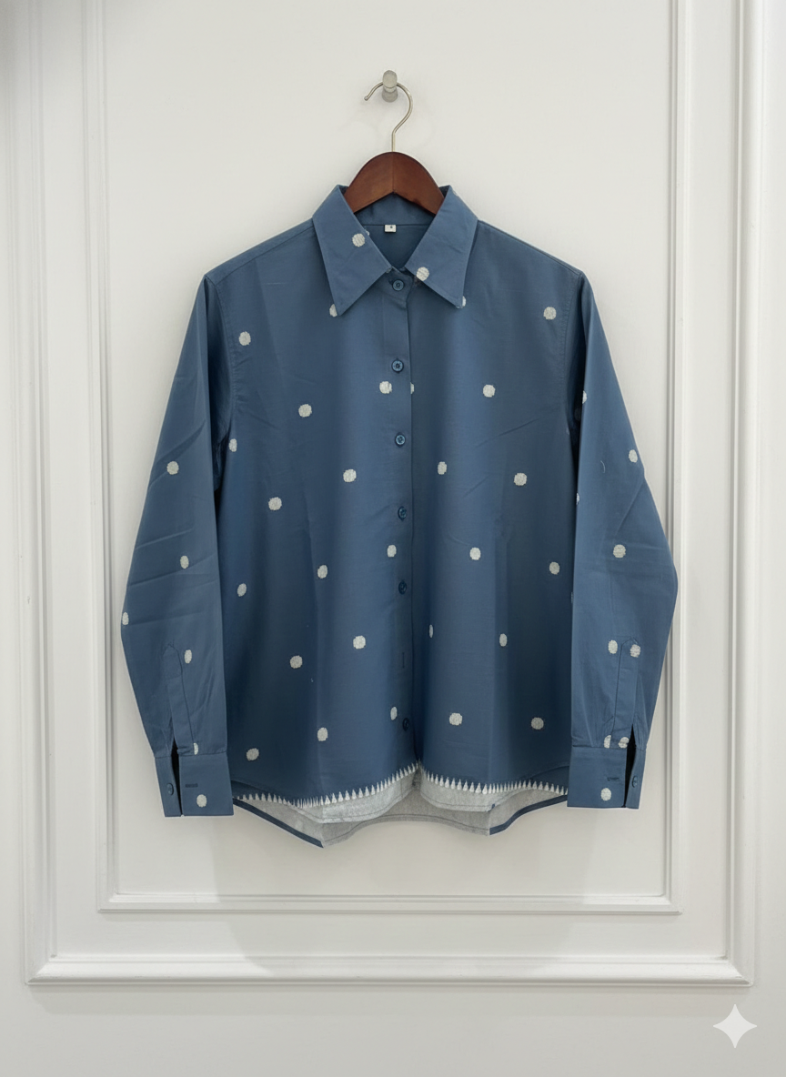 Midnight Mist Dot Cotton Shirt