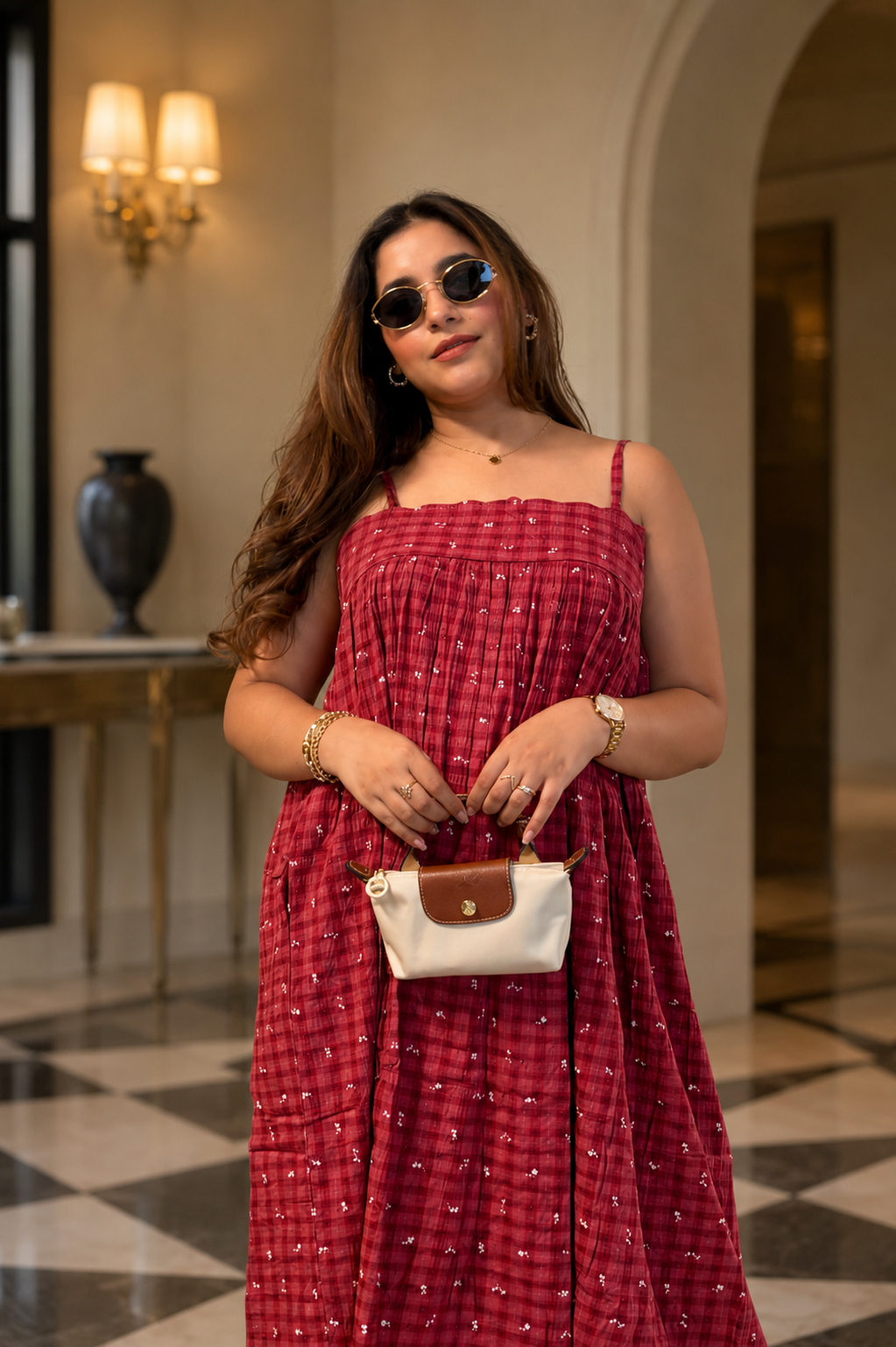 Berry Check Dress